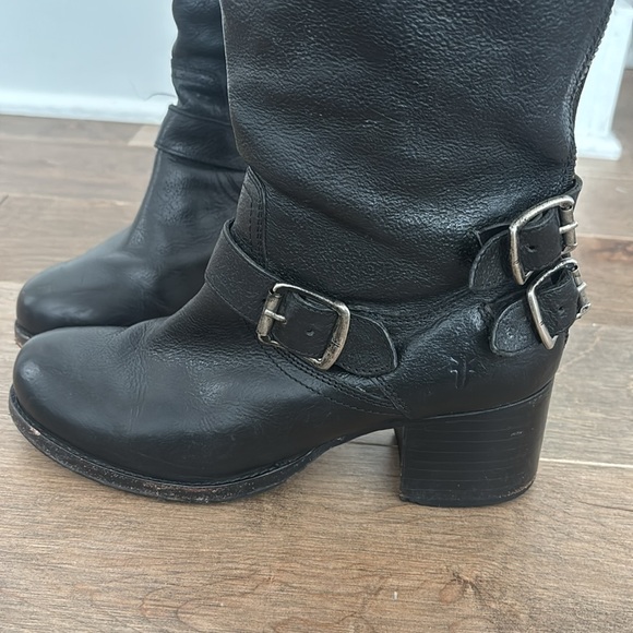 Black Leather Frye Tall Boots - Picture 2 of 7